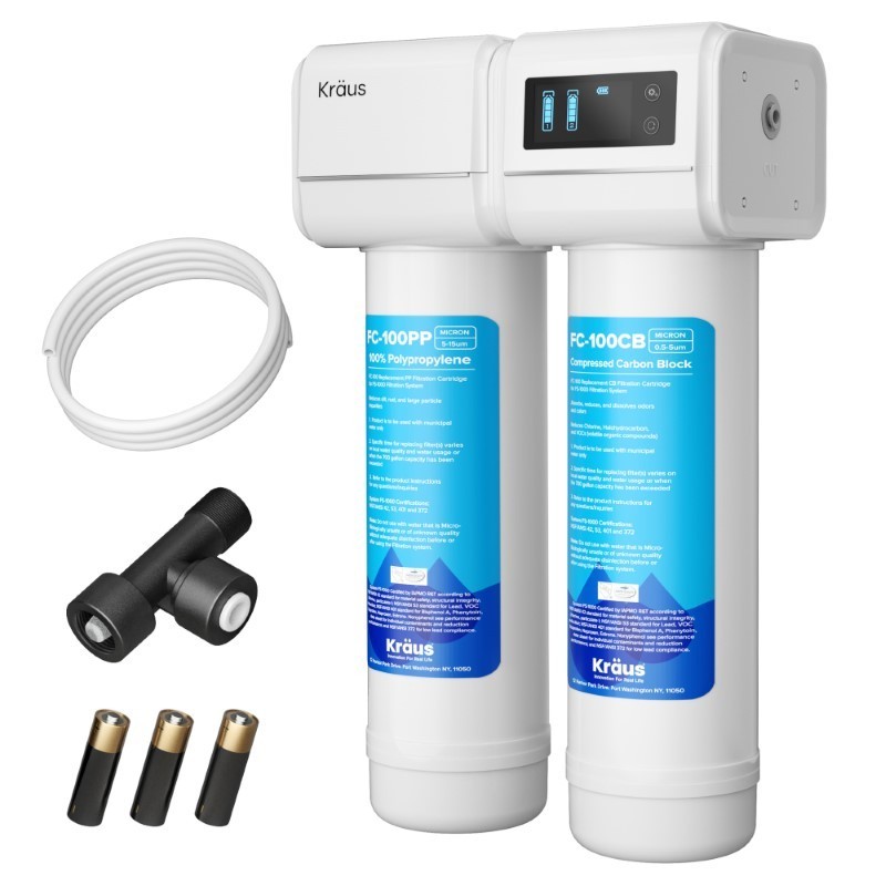 KRAUS FS-1000 PURITA 2-STAGE CARBON BLOCK UNDER-SINK WATER FILTRATION SYSTEM WITH DIGITAL DISPLAY MONITOR