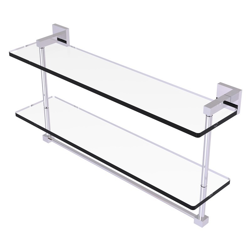 ALLIED BRASS MT-2-22TB MONTERO 22 INCH TWO TIERED GLASS SHELF WITH INTEGRATED TOWEL BAR
