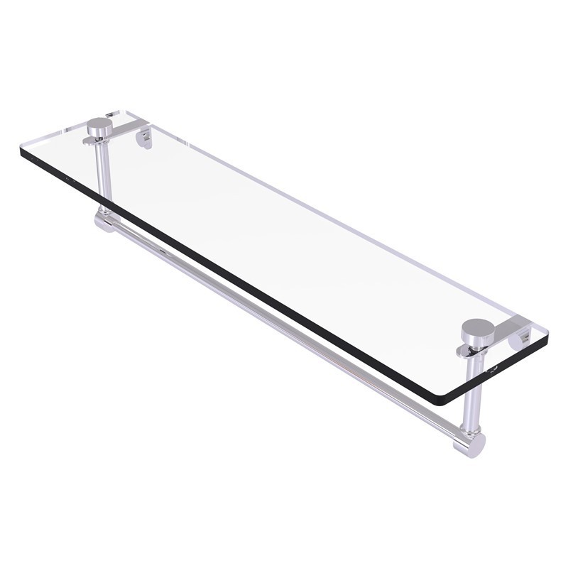 ALLIED BRASS NS-1/22TB 22 INCH GLASS VANITY SHELF WITH INTEGRATED TOWEL BAR