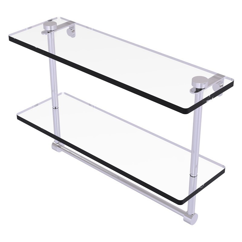 ALLIED BRASS NS-2/16TB 16 INCH TWO TIERED GLASS SHELF WITH INTEGRATED TOWEL BAR