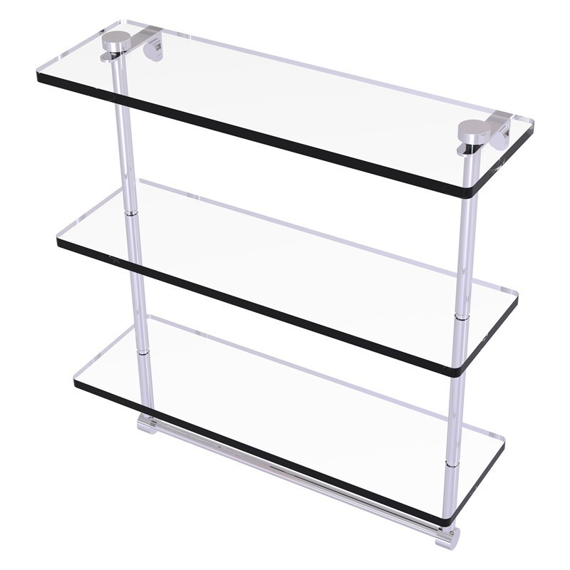ALLIED BRASS NS-5/16TB 16 INCH TRIPLE TIERED GLASS SHELF WITH INTEGRATED TOWEL BAR