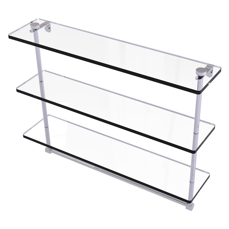 ALLIED BRASS NS-5/22TB 22 INCH TRIPLE TIERED GLASS SHELF WITH INTEGRATED TOWEL BAR