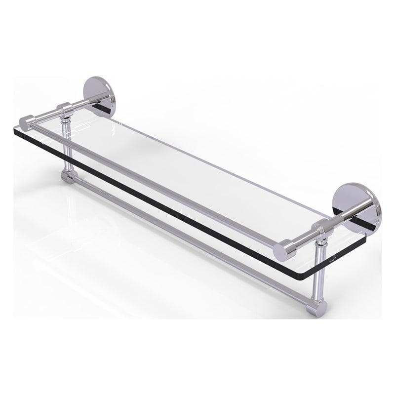 ALLIED BRASS P1000-1TB/22-GAL PRESTIGE SKYLINE 22 INCH GALLERY GLASS SHELF WITH TOWEL BAR