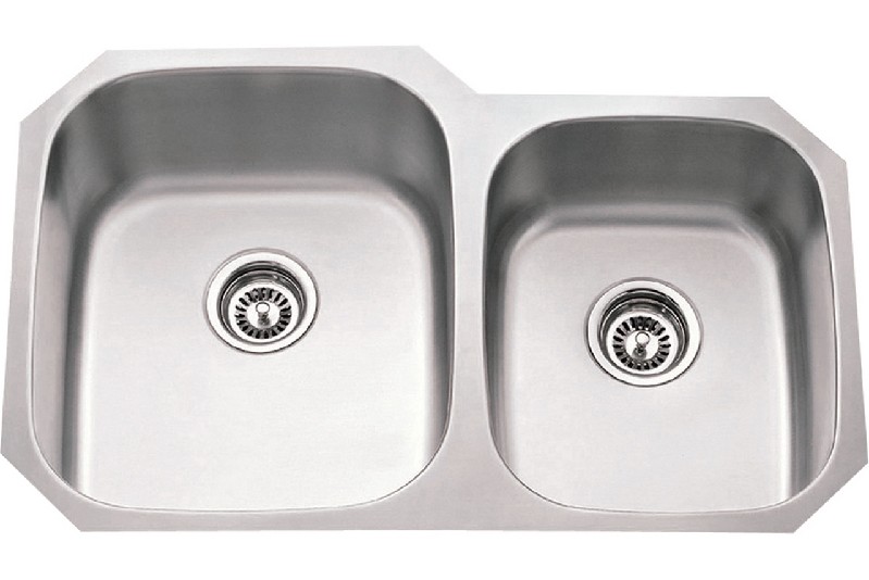 HARDWARE RESOURCES 801L-18 32 INCH 18 GAUGE UNDERMOUNT STAINLESS STEEL 60/40 DOUBLE OFFSET LEFT BOWL SINK