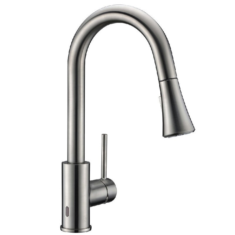 DAWN AB50 3262BN 14 7/8 INCH SINGLE LEVER PULL-DOWN SENSOR SPRAY KITCHEN FAUCET - BRUSHED NICKEL