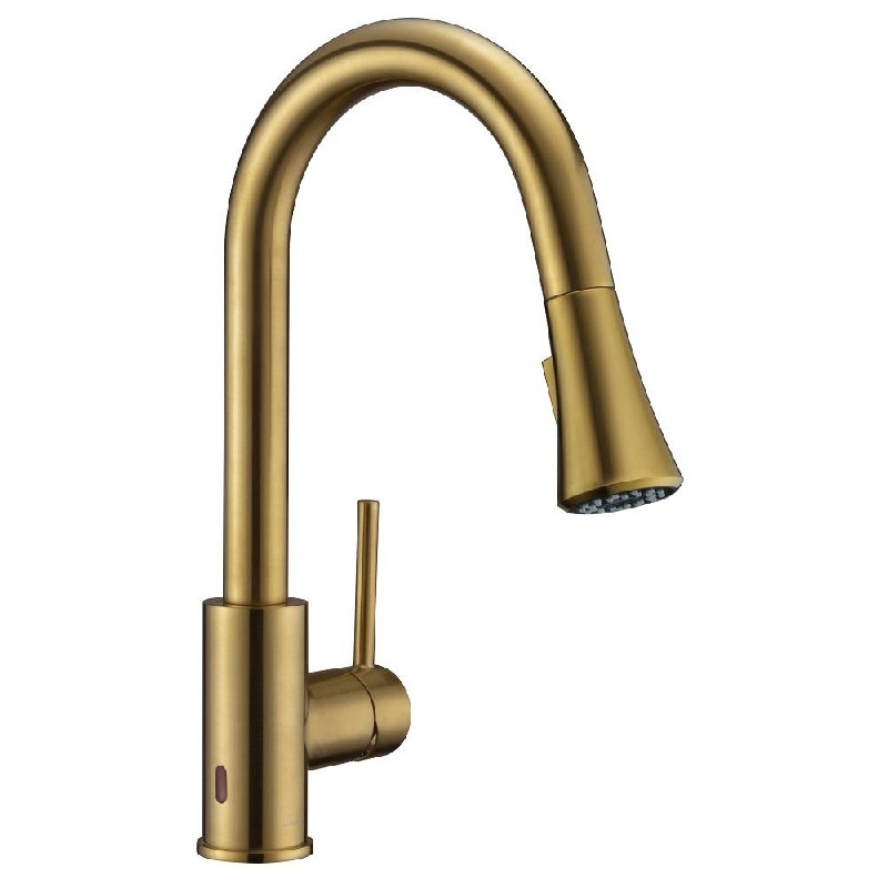 DAWN AB50 3262MAG 14 7/8 INCH SINGLE LEVER PULL-DOWN SENSOR SPRAY KITCHEN FAUCET - MATTE GOLD