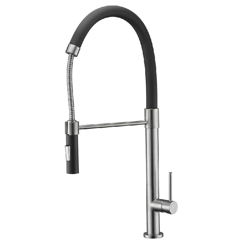 DAWN AB50 3732BN 22 7/8 INCH SINGLE LEVER PULL-OUT KITCHEN FAUCET - BRUSHED NICKEL