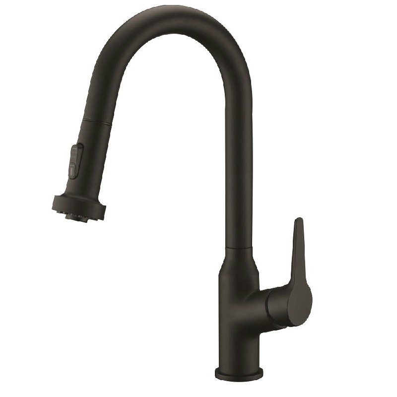DAWN AB50 3776MB 16 1/8 INCH SINGLE LEVER PULL-OUT KITCHEN FAUCET - MATTE BLACK