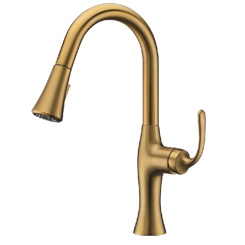 DAWN AB50 3778MAG 16 1/8 INCH SINGLE LEVER PULL-DOWN KITCHEN FAUCET - MATTE GOLD