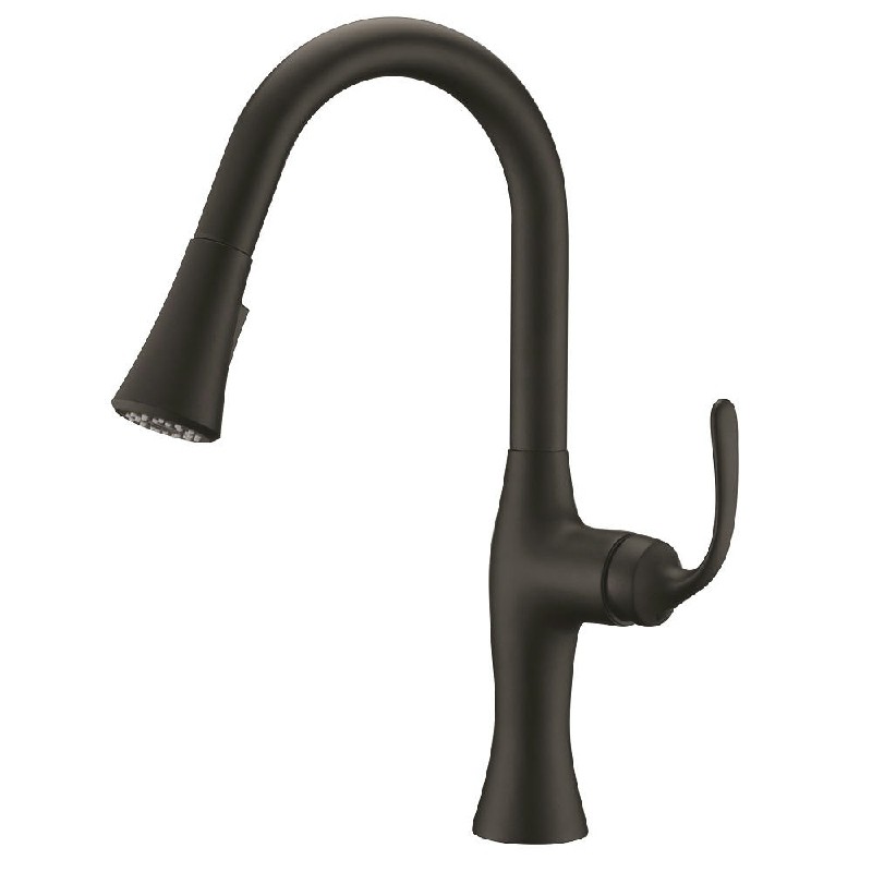 DAWN AB50 3778MB 16 1/8 INCH SINGLE LEVER PULL-DOWN KITCHEN FAUCET - MATTE BLACK
