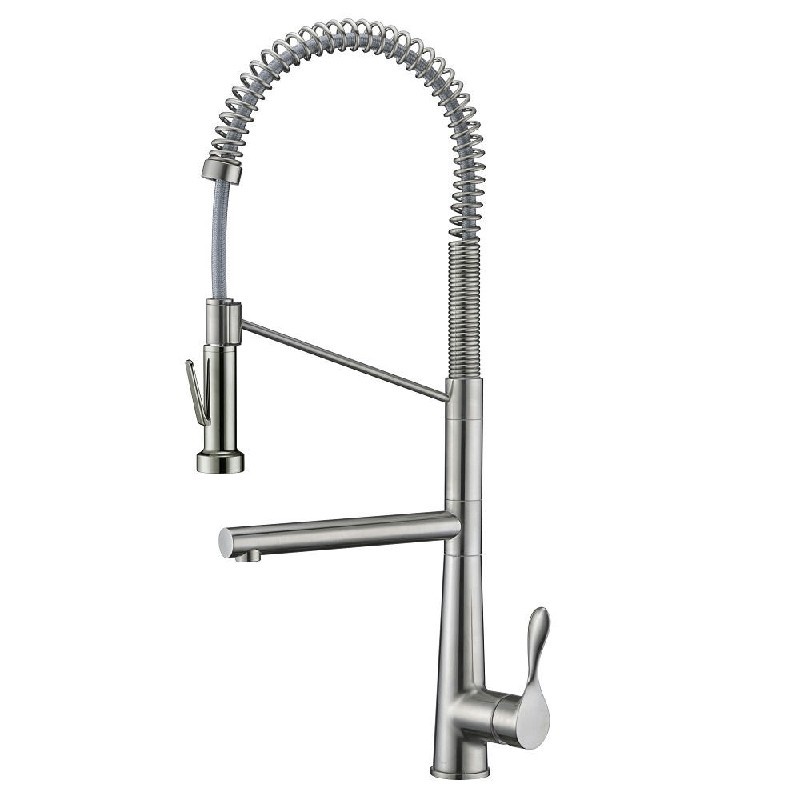 DAWN AB50 3787BN 26 3/4 INCH TWO WAY SPRING PULL-DOWN KITCHEN FAUCET - BRUSHED NICKEL