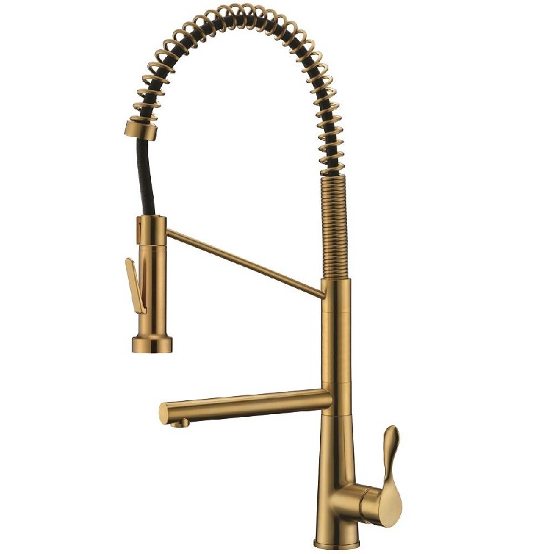 DAWN AB50 3787MAG 26 3/4 INCH TWO WAY SPRING PULL-DOWN KITCHEN FAUCET - MATTE GOLD