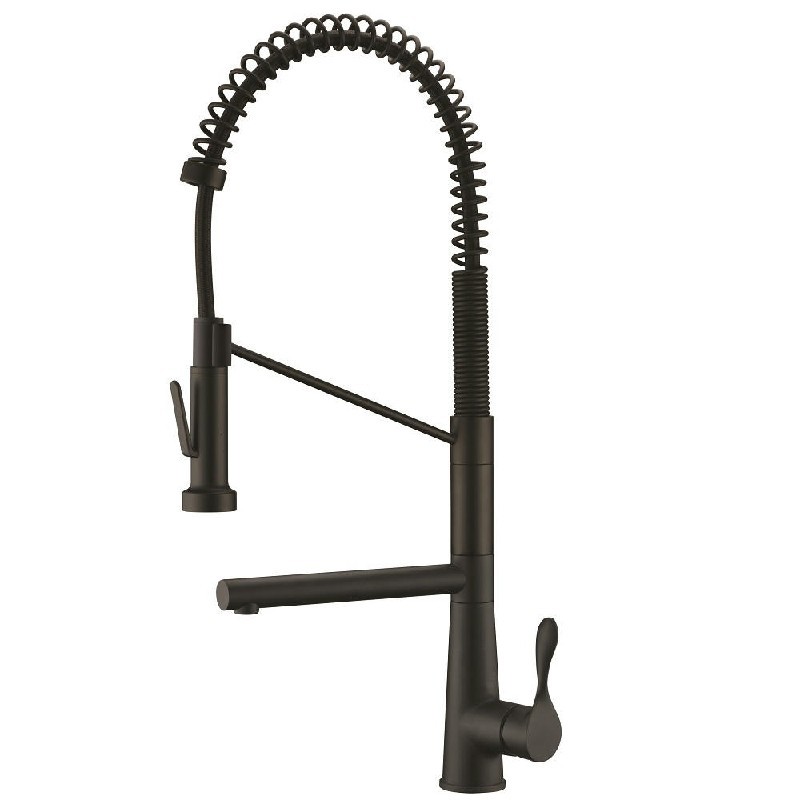 DAWN AB50 3787MB 26 3/4 INCH TWO WAY SPRING PULL-DOWN KITCHEN FAUCET - MATTE BLACK