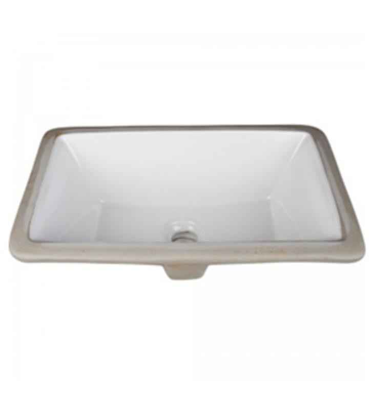 HARDWARE RESOURCES H8909WH 18 1/8 INCH RECTANGLE UNDERMOUNT PORCELAIN SINK WITH OVERFLOW - WHITE