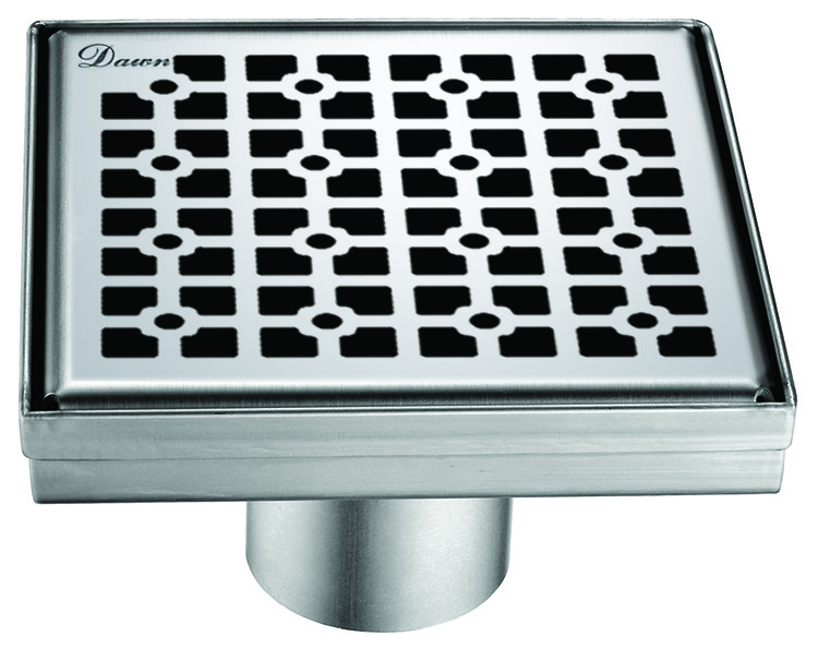 DAWN LVG050504 RIVER NILE SERIES 5 1/4 INCH PUSH-IN SHOWER SQUARE DRAIN - POLISHED SATIN