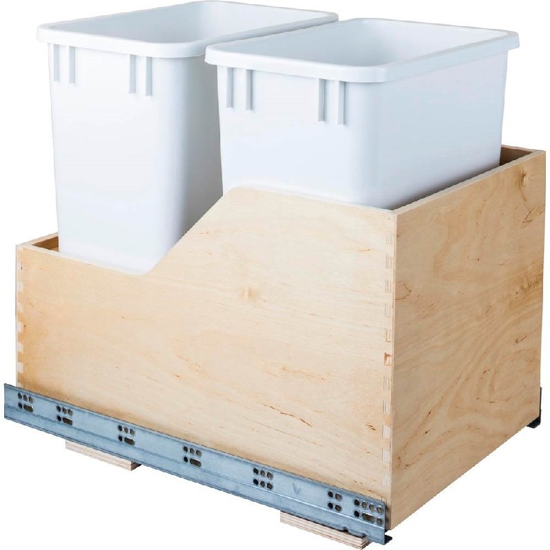 Hardware Resources Preassembled 35-Quart Double Pullout Waste Container System CAN-WBMD35-White