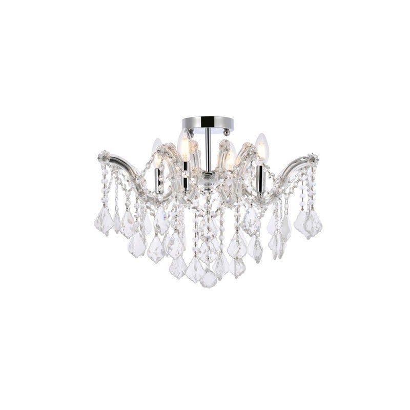 ELEGANT FURNITURE LIGHTING 2800F18/RC MARIA 18 INCH THERESA 4 ROYAL CUT CRYSTAL FLUSH MOUNT LIGHT