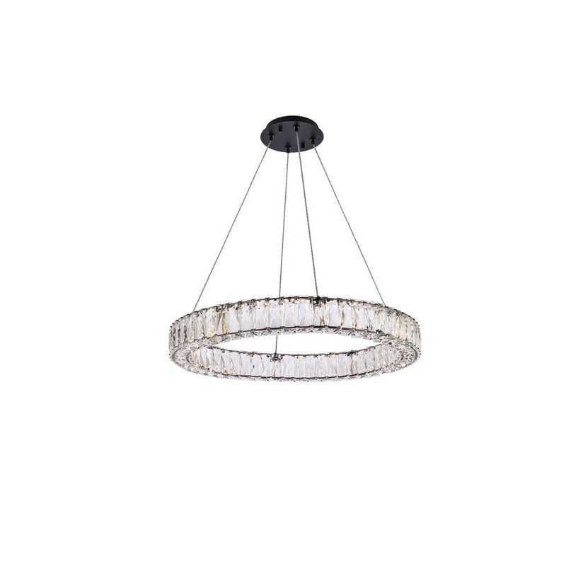 ELEGANT FURNITURE LIGHTING 3503D26BK MONROE 26 INCH LED ROUND SINGLE CEILING PENDANT LIGHT - BLACK