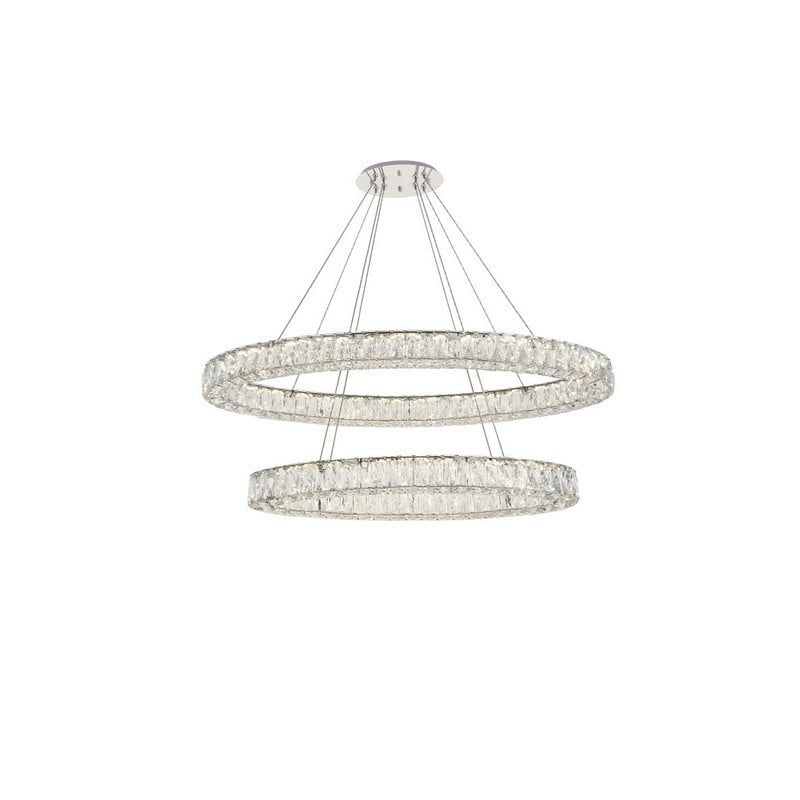 ELEGANT FURNITURE LIGHTING 3503D40 MONROE 41 INCH INTEGRATED LED ROYAL CUT CRYSTAL CHANDELIER LIGHT