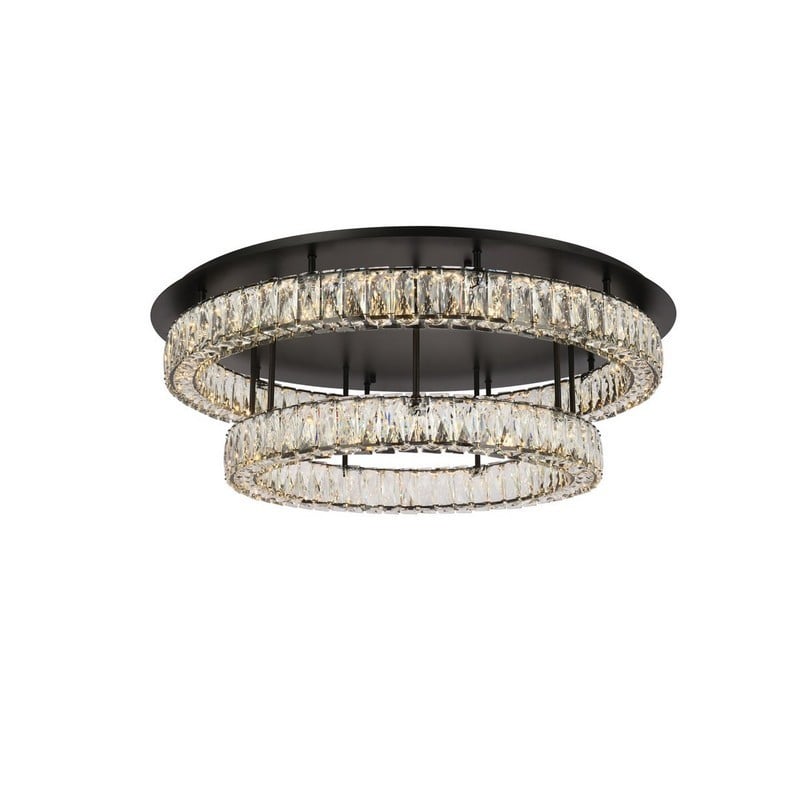 ELEGANT FURNITURE LIGHTING 3503F33L2BK MONROE 33 INCH LED DOUBLE CEILING FLUSH MOUNT LIGHT - BLACK