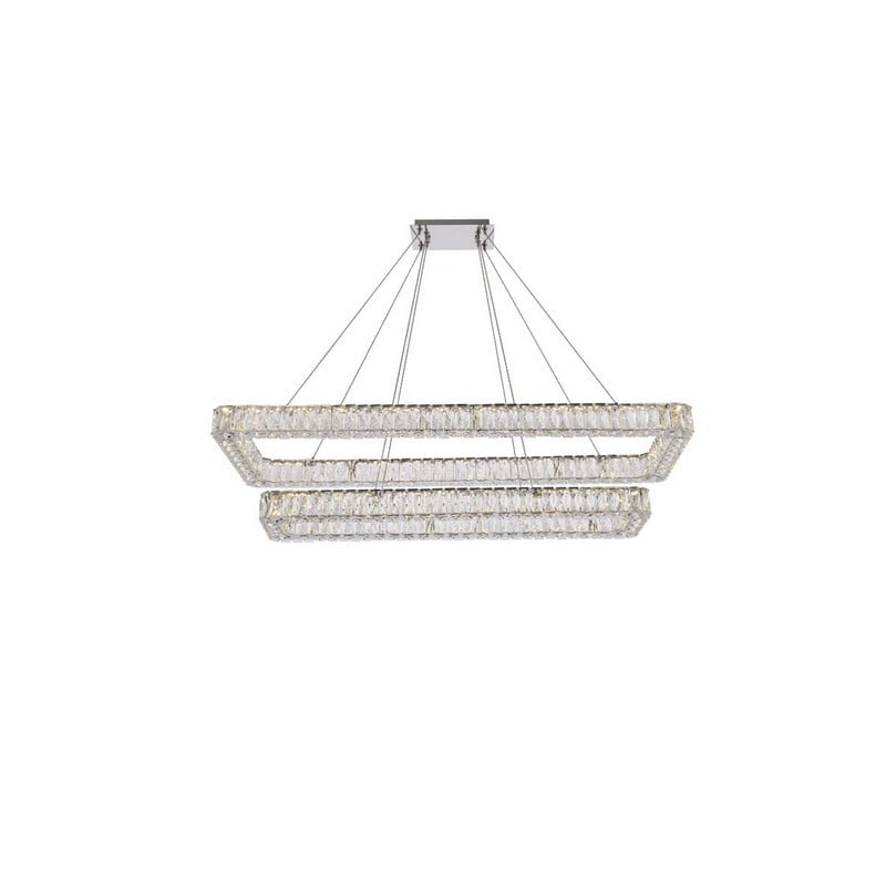 ELEGANT FURNITURE LIGHTING 3504G50L2 MONROE 50 INCH LED DOUBLE RECTANGLE CEILING PENDANT LIGHT