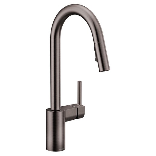 MOEN 7565BLS ALIGN 15 5/8 INCH SINGLE HOLE DECK MOUNT PULLDOWN KITCHEN FAUCET WITH LEVER HANDLE - BLACK STAINLESS