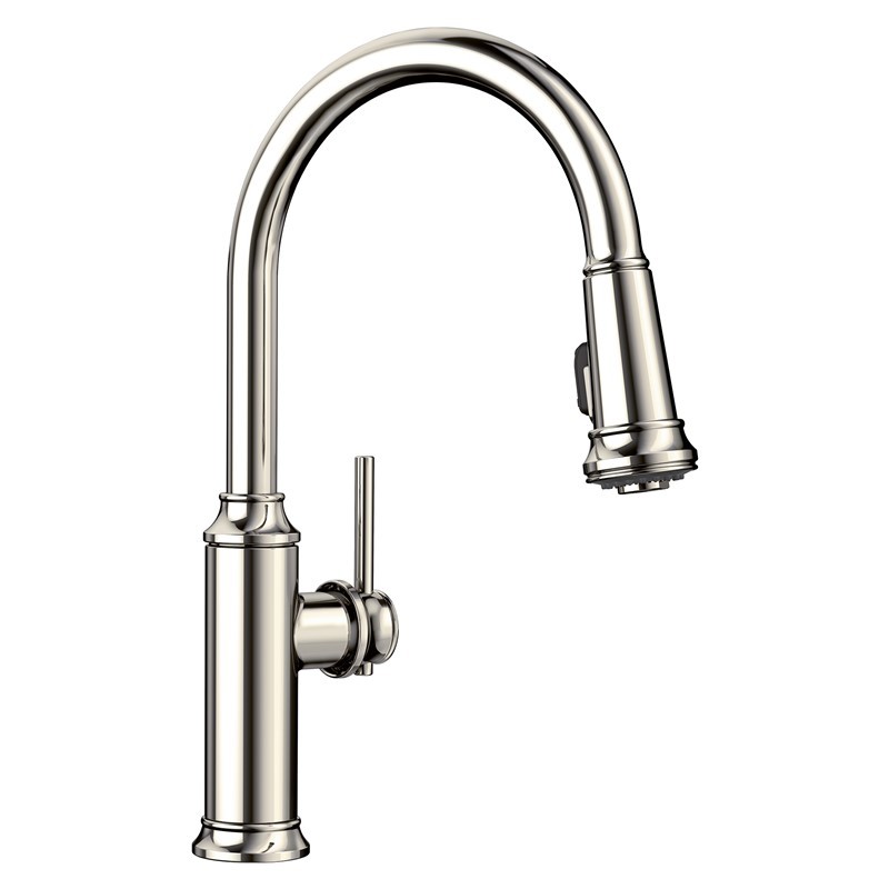 BLANCO 442502 EMPRESSA 16 3/8 INCH PULL-DOWN KITCHEN FAUCET WITH LEVER HANDLE - POLISHED NICKEL