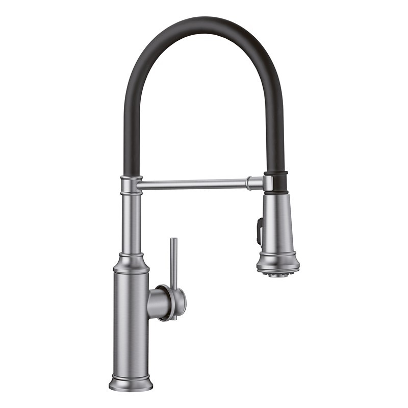 BLANCO 442509 EMPRESSA 19 5/8 INCH PULL-OUT SEMI-PRO KITCHEN FAUCET WITH LEVER HANDLE - PVD STEEL