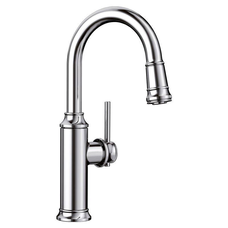 BLANCO 442512 EMPRESSA BAR 14 3/8 INCH PULL-DOWN KITCHEN FAUCET WITH LEVER HANDLE - CHROME