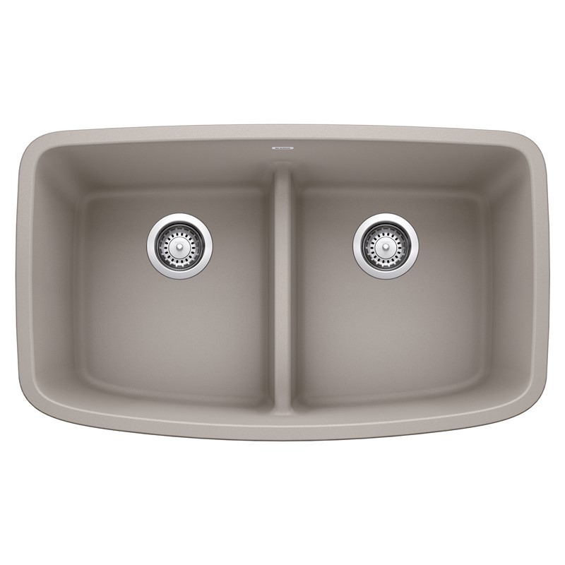 BLANCO 442755 VALEA 32 INCH UNDERMOUNT LOW DIVIDE EQUAL DOUBLE BOWL KITCHEN SINK - CONCRETE GRAY