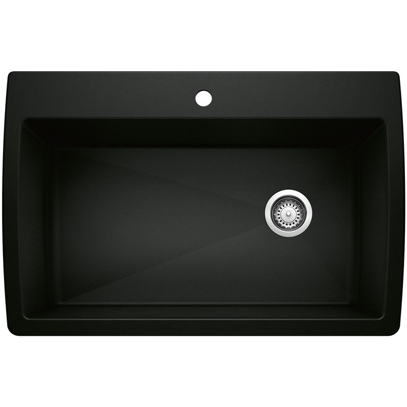 BLANCO 442917 DIAMOND 33 1/2 INCH DUAL MOUNT SUPER SINGLE BOWL KITCHEN SINK - COAL BLACK