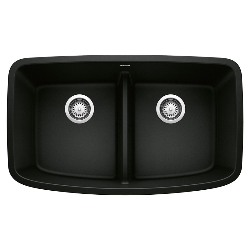 BLANCO 442940 VALEA 32 INCH UNDERMOUNT LOW DIVIDE EQUAL DOUBLE BOWL KITCHEN SINK - COAL BLACK