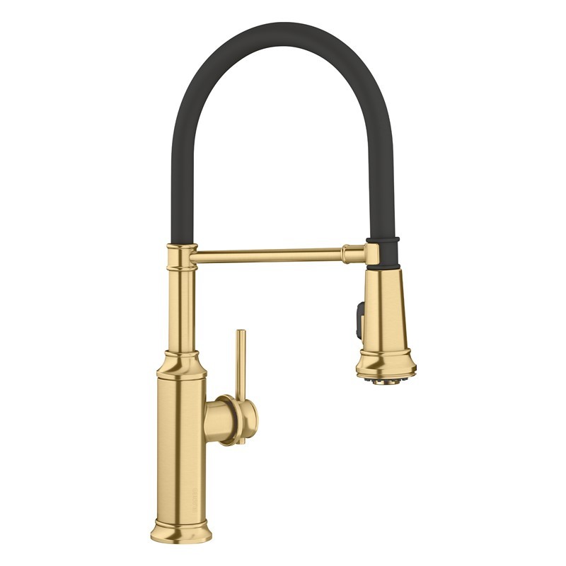 BLANCO 442982 EMPRESSA 19 5/8 INCH PULL-OUT SEMI-PRO KITCHEN FAUCET WITH LEVER HANDLE - SATIN GOLD