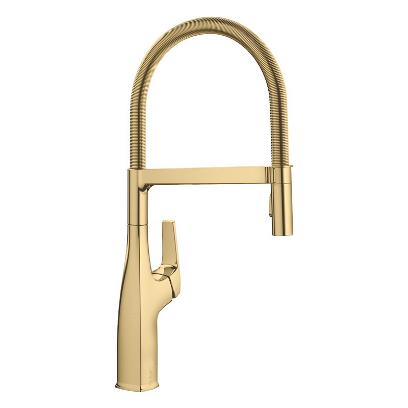 BLANCO 442984 RIVANA 19 7/8 INCH PULL-DOWN SEMI-PRO KITCHEN FAUCET WITH LEVER HANDLE - SATIN GOLD
