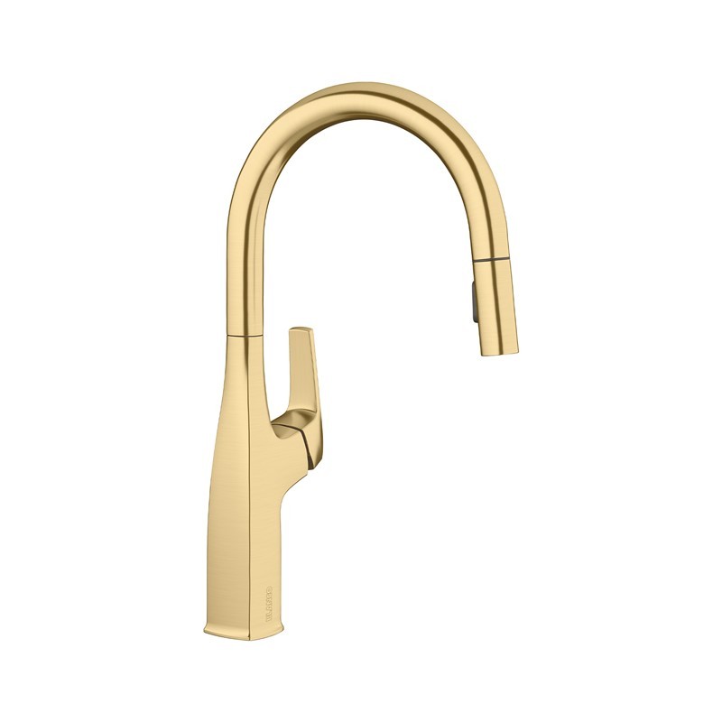 BLANCO 442985 RIVANA 16 3/8 INCH PULL-DOWN KITCHEN FAUCET WITH LEVER HANDLE - SATIN GOLD