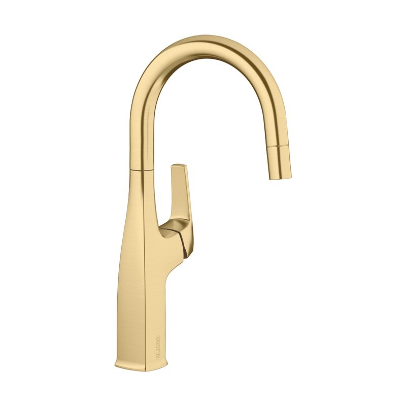 BLANCO 442986 RIVANA BAR 15 INCH PULL-DOWN KITCHEN FAUCET WITH LEVER HANDLE - SATIN GOLD
