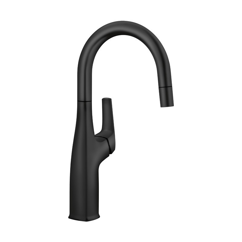 BLANCO 443021 RIVANA BAR 15 INCH PULL-DOWN KITCHEN FAUCET WITH LEVER HANDLE - MATTE BLACK
