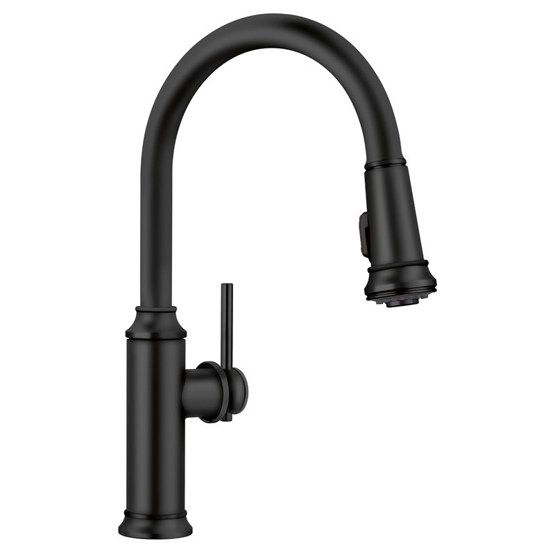 BLANCO 443023 EMPRESSA 16 3/8 INCH PULL-DOWN KITCHEN FAUCET WITH LEVER HANDLE - MATTE BLACK