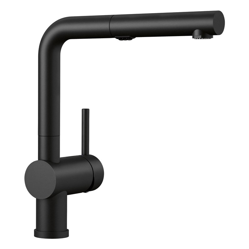 BLANCO 526374 LINUS 11 1/8 INCH PULL-OUT KITCHEN FAUCET WITH LEVER HANDLE - COAL BLACK