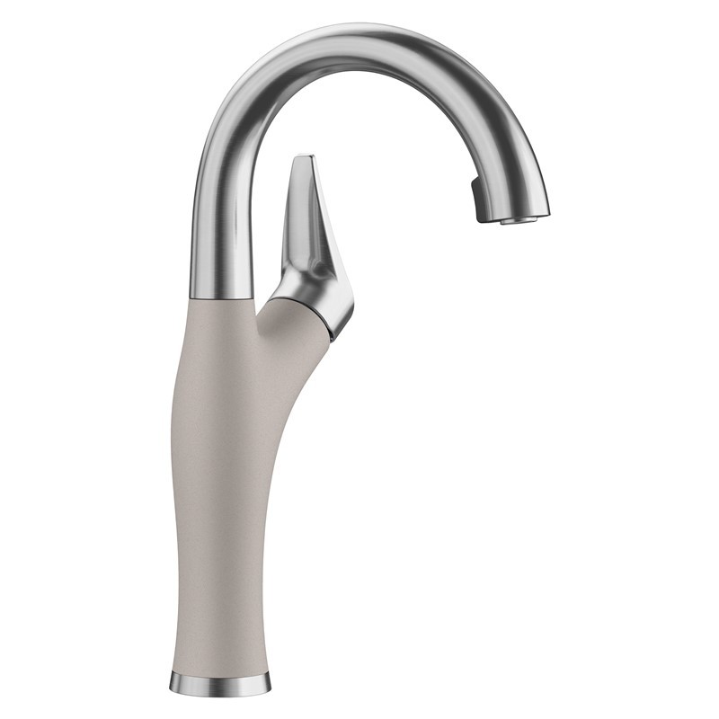 BLANCO 526388 ARTONA BAR 13 5/8 INCH PULL-DOWN KITCHEN FAUCET WITH LEVER HANDLE - PVD STEEL AND CONCRETE GRAY