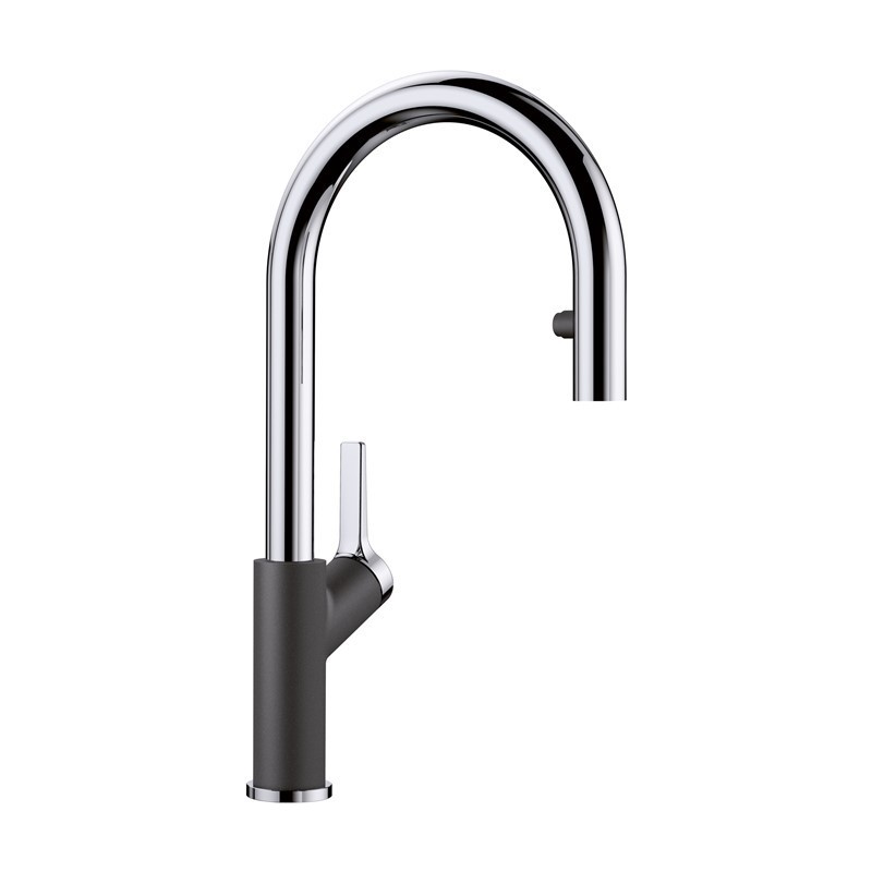 BLANCO 526392 URBENA 16 1/8 INCH PULL-DOWN KITCHEN FAUCET WITH LEVER HANDLE - CHROME AND ANTHRACITE