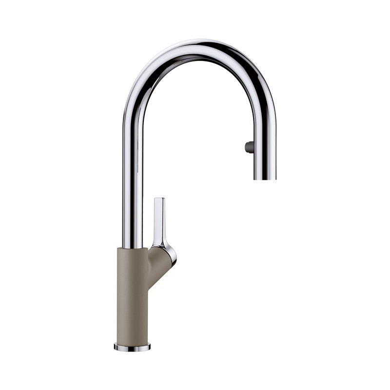 BLANCO 526397 URBENA 16 1/8 INCH PULL-DOWN KITCHEN FAUCET WITH LEVER HANDLE - CHROME AND TRUFFLE