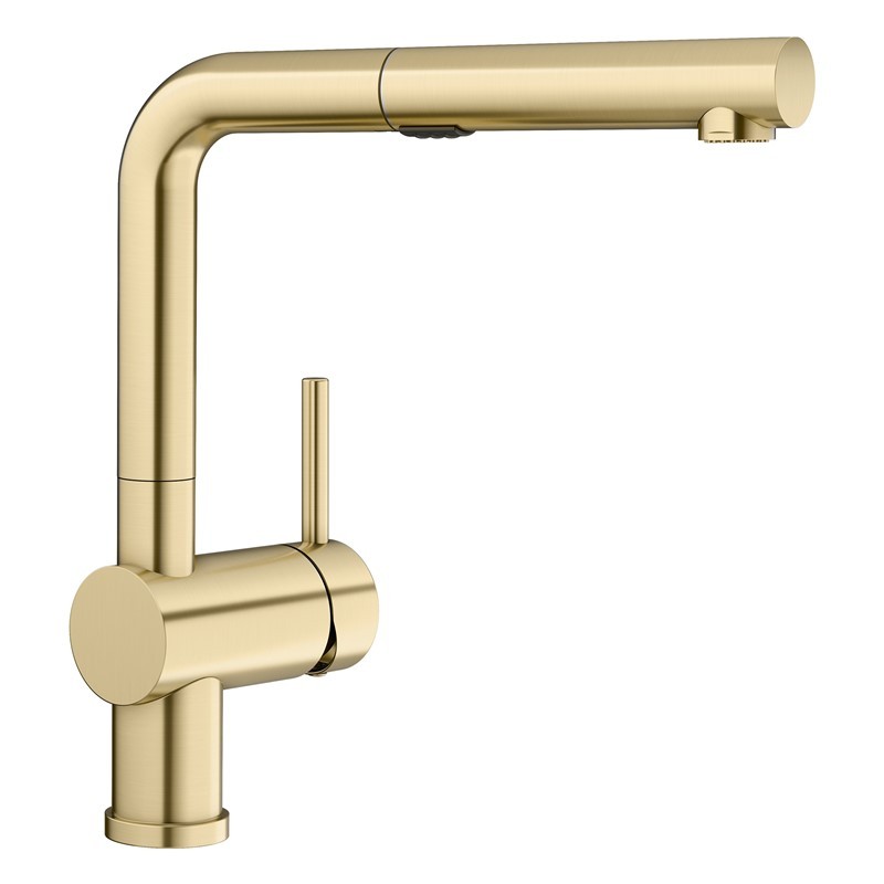 BLANCO 526686 LINUS 11 1/8 INCH PULL-OUT KITCHEN FAUCET WITH LEVER HANDLE - SATIN GOLD