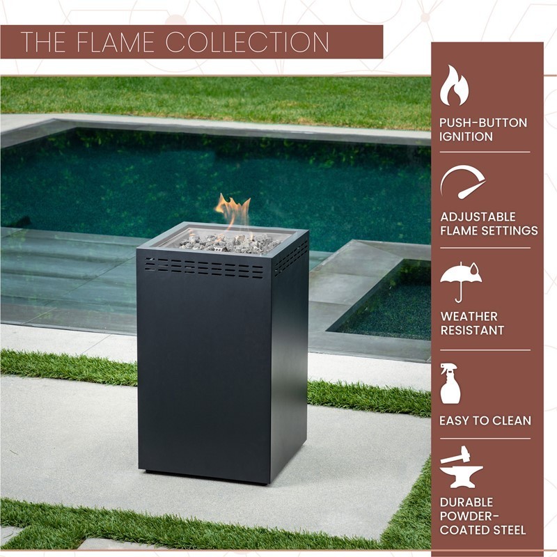 MOD FLAME1PCFP FLAME 15 7/8 INCH COLUMN FIRE PIT - GRAY