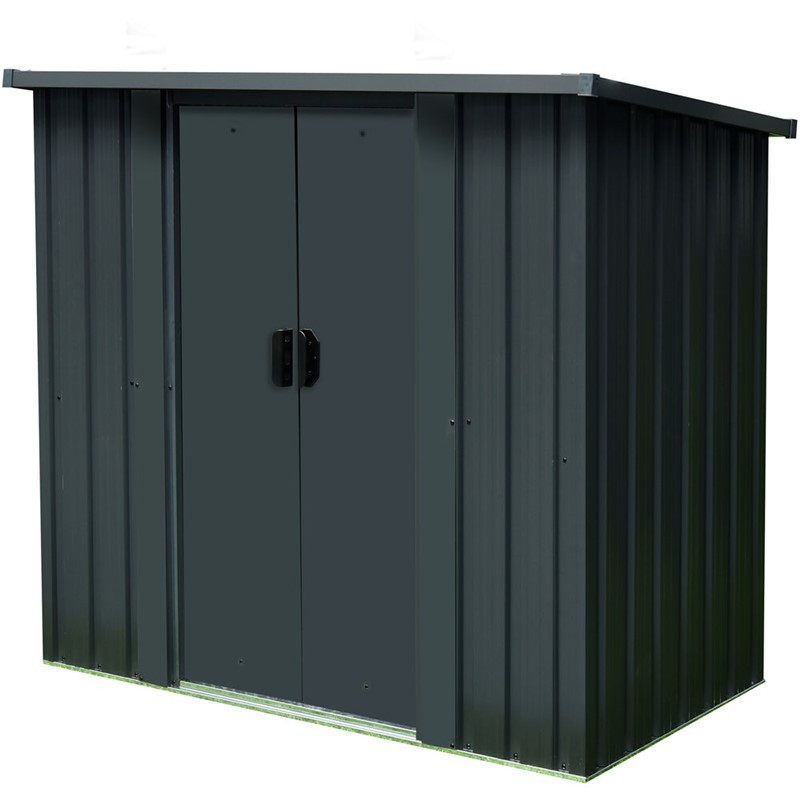 HANOVER HANCOMSHD-GRY 57 3/4 INCH GALVANIZED STEEL COMPACT STORAGE SHED WITH DOUBLE SLIDING DOORS - DARK GRAY