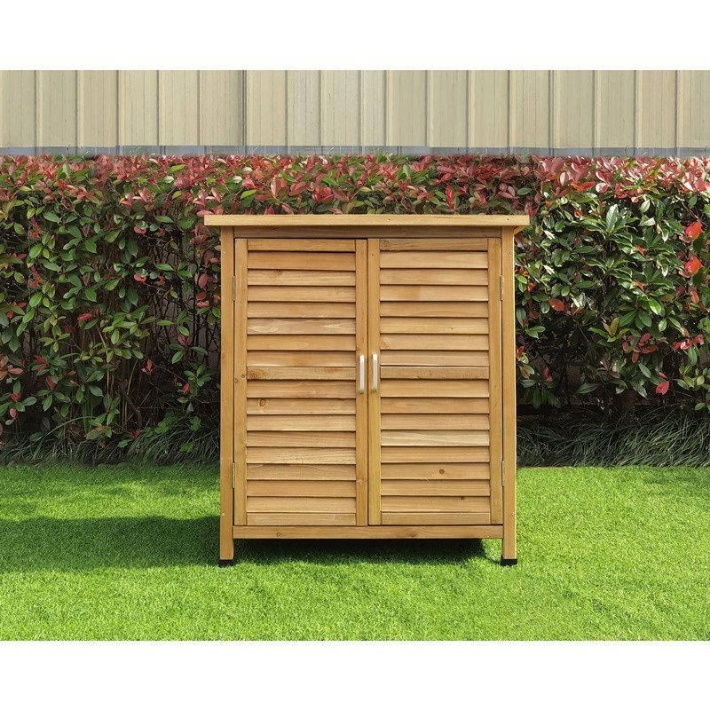 HANOVER HANWS0106-NAT OUTDOOR WOODEN STORAGE 18 1/4 INCH SHED WITH SHELF - NATURAL