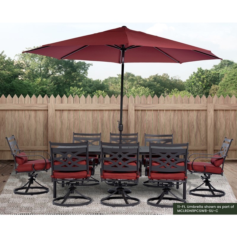 HANOVER MCLRUMB11-CHL MONTCLAIR 132 INCH 11-FEET MARKET OUTDOOR UMBRELLA - CHILI RED AND BROWN