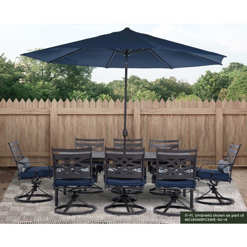 HANOVER MCLRUMB11-NVY MONTCLAIR 132 INCH 11-FEET MARKET OUTDOOR UMBRELLA - NAVY AND BROWN
