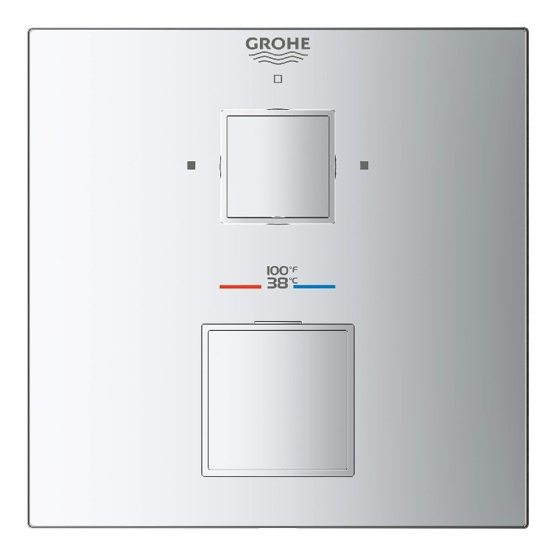 GROHE 241100 GROHTHERM 6 1/4 INCH SQUARE SINGLE FUNCTION TWO HANDLE THERMOSTATIC VALVE TRIM