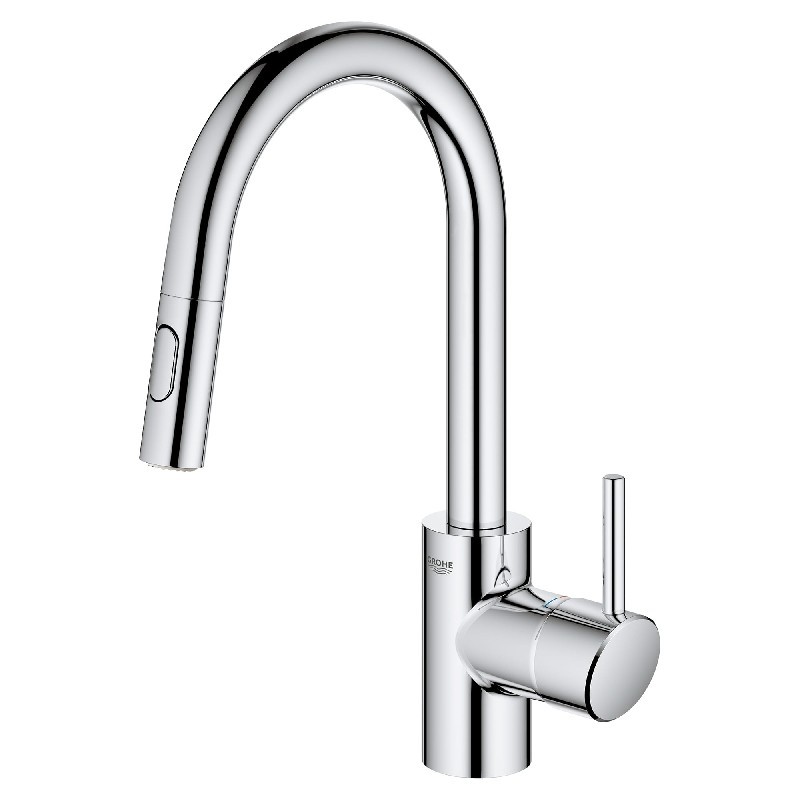 GROHE 313592 MINTA 15 1/8 INCH DECK MOUNT SINGLE HOLE AND SINGLE HANDLE PULL DOWN DUAL SPRAY BAR KITCHEN FAUCET WITH TOUCH TECHNOLOGY